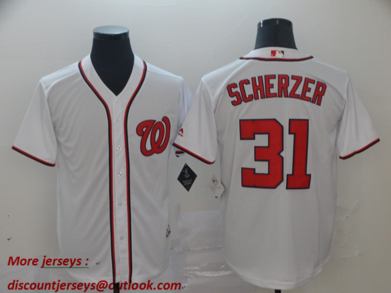 Nationals 31 Max Scherzer White Cool Base Jersey