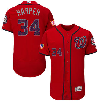 Washington Nationals Bryce Harper Majestic Fashion Stars & Stripes FlexBase Player Jersey - Scarlet