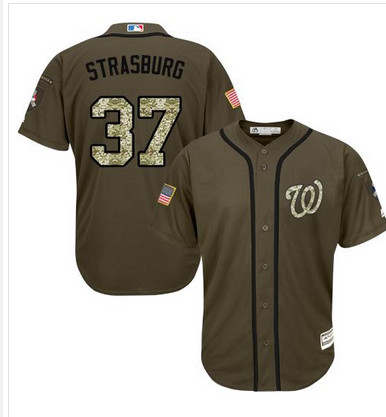 Nationals #37 Stephen Strasburg Green Salute to Service Stitched MLB Jersey