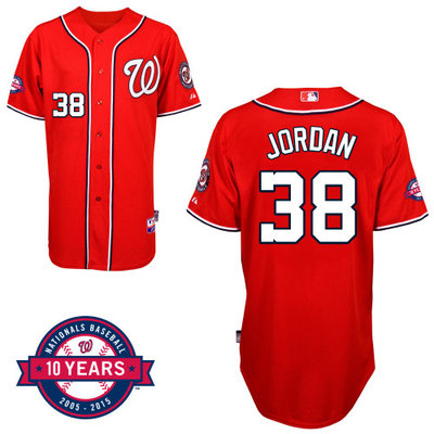 Washington Nationals#38 Jordan Authentic Personalized Alternate red Jersey 10th Anniversary Patch