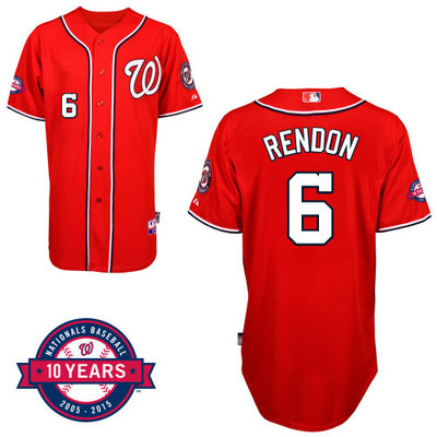 Washington Nationals#6 Rendon Authentic Personalized Alternate red Jersey 10th Anniversary Patch Washington Nationals#6 Rendon Authentic Personalized Alternate red Jersey 10th Anniversary Patch