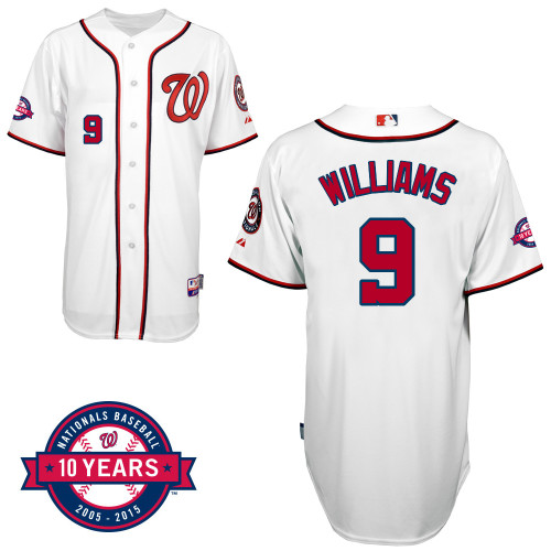 Washington Nationals#9 Williams Authentic Personalized Home White Jersey 10th Anniversary Patch Washington Nationals#9 Williams Authentic Personalized Home White Jersey 10th Anniversary Patch