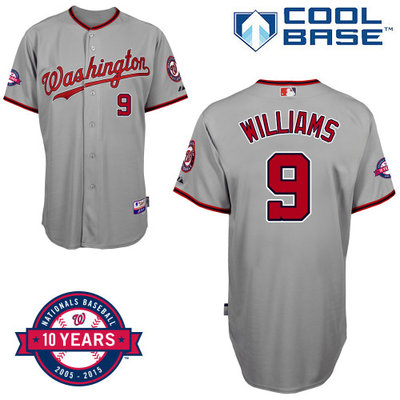 Washington Nationals #9 Williams Authentic Personalized Road Gray Jersey 10th Anniversary Patch