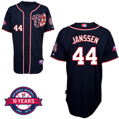 Washington Nationals#44 Janssen Authentic Personalized Alternate Blue Jersey 10th Anniversary Patch