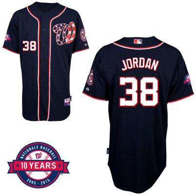 Washington Nationals#38 Jordan Authentic Personalized Alternate Blue Jersey 10th Anniversary Patch Washington Nationals#38 Jordan Authentic Personalized Alternate Blue Jersey 10th Anniversary Patch