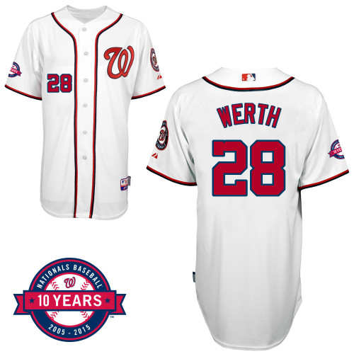 Washington Nationals#28 Werth Authentic Personalized Home White Jersey 10th Anniversary Patch Washington Nationals#28 Werth Authentic Personalized Home White Jersey 10th Anniversary Patch