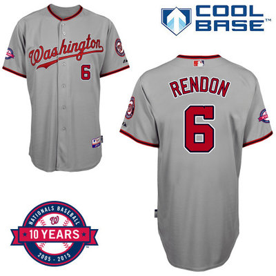 Washington Nationals #6 Rendon Authentic Personalized Road Gray Jersey 10th Anniversary Patch Washington Nationals #6 Rendon Authentic Personalized Road Gray Jersey 10th Anniversary Patch