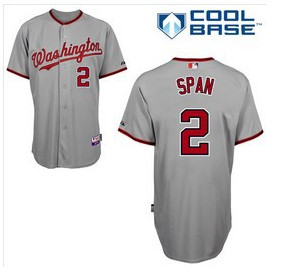 Top costurado Washington Nationals #2 Denard Span Baseball gray Jersey aceitar o transporte da gota