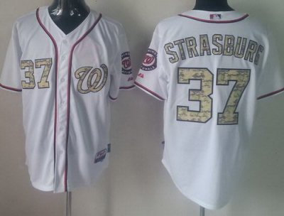 Washington Nationals 37 Stephen Strasburg White MLB Jerseys Camo Number Washington Nationals 37 Stephen Strasburg White MLB Jerseys Camo Number