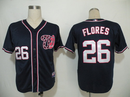 mlb Washington Nationals #26 Flores dk,blue