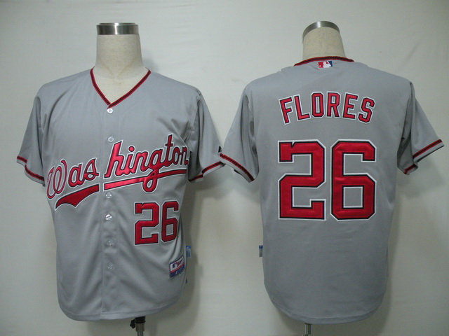 mlb Washington Nationals #26 Flores Grey(Cool Base)
