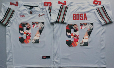 Ohio State Buckeyes 97 Joey Bosa White With Silver Logo Portrait Number College Jersey