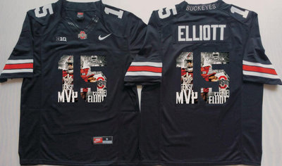 Ohio State Buckeyes 15 Ezekiel Elliott Black New Portrait Number College Jersey