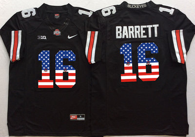 Ohio State Buckeyes 16 J.T. Barrett Black USA Flag College Football Jersey Ohio State Buckeyes 16 J.T. Barrett Black USA Flag College Football Jersey