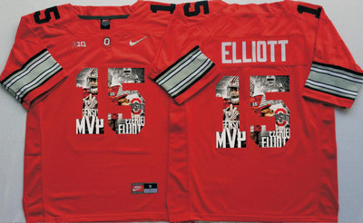 Ohio State Buckeyes 15 Ezekiel Elliott Red Portrait Number College Jersey