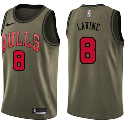Nike Bulls #8 Zach LaVine Green Salute to Service Youth NBA Swingman Jersey