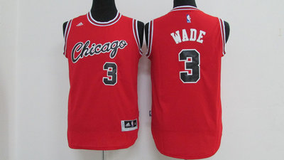 Bulls 3 Dwyane Wade Red Youth Throwback Swingman Jersey