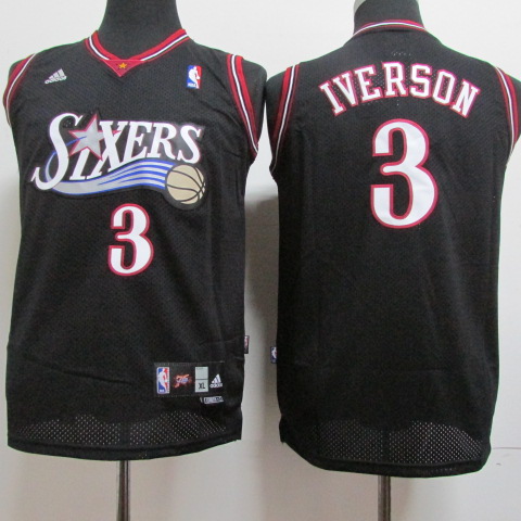 76ers #3 Allen Iverson White Throwback Stitched Youth NBA Jersey 76ers #3 Allen Iverson White Throwback Stitched Youth NBA Jersey