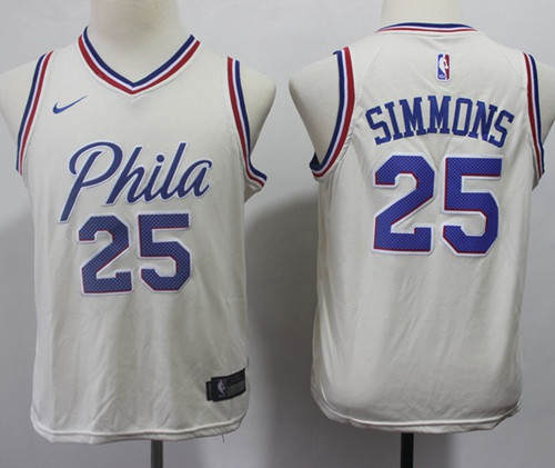 Nike 76ers #25 Ben Simmons Cream Youth NBA Swingman City Edition Jersey