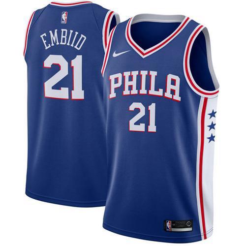 Nike 76ers #21 Joel Embiid Blue Youth NBA Swingman Jersey