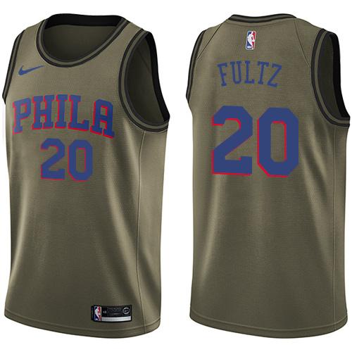Nike 76ers #20 Markelle Fultz Green Salute to Service Youth NBA Swingman Jersey
