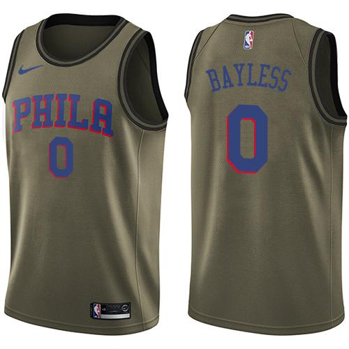 Nike 76ers #0 Jerryd Bayless Green Salute to Service Youth NBA Swingman Jersey