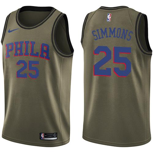 Nike 76ers #25 Ben Simmons Green Salute to Service Youth NBA Swingman Jersey Nike 76ers #25 Ben Simmons Green Salute to Service Youth NBA Swingman Jersey