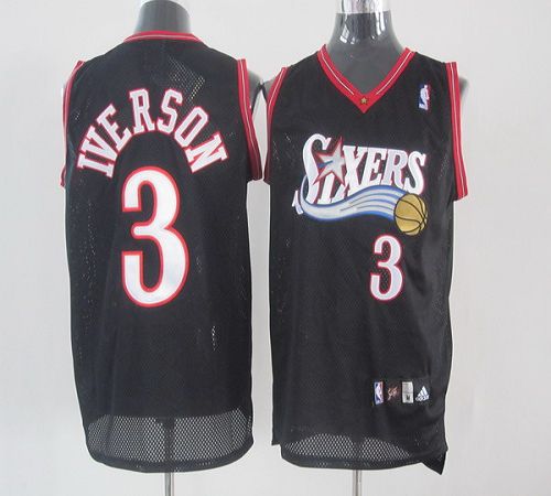 76ers #3 Allen Iverson Black Stitched Youth NBA Jersey