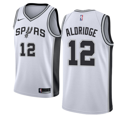 Spurs #12 LaMarcus Aldridge White Youth Basketball Swingman Association Edition Jersey
