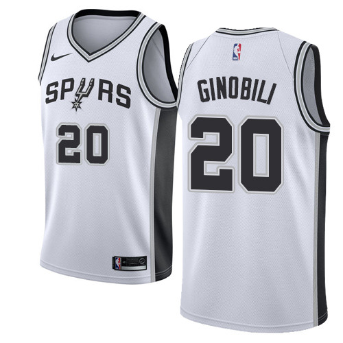 Spurs #20 Manu Ginobili White Youth Basketball Swingman Association Edition Jersey