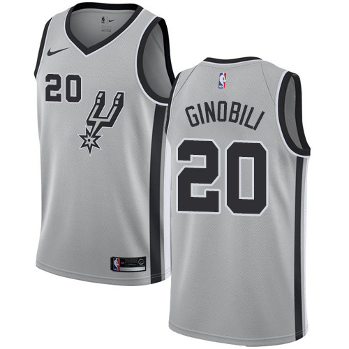 Spurs #20 Manu Ginobili Silver Youth Basketball Swingman Statement Edition Jersey