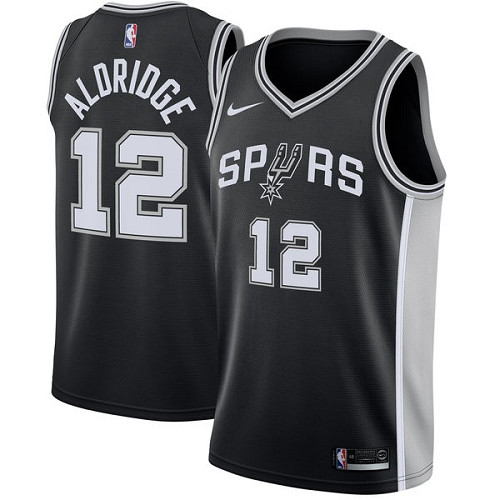 Spurs #12 LaMarcus Aldridge Black Youth Basketball Swingman Icon Edition Jersey