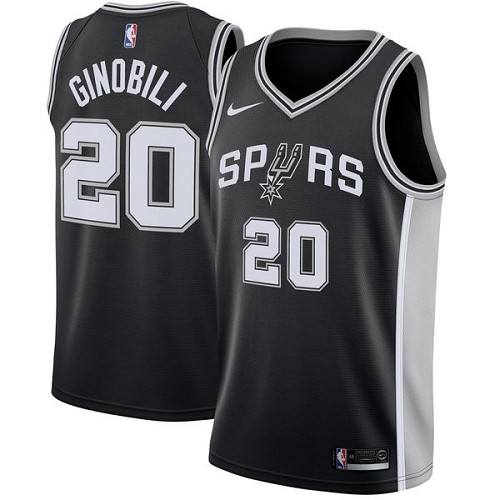 Spurs #20 Manu Ginobili Black Youth Basketball Swingman Icon Edition Jersey