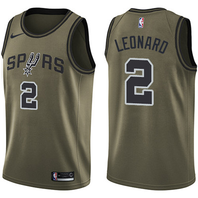 Nike Spurs #2 Kawhi Leonard Green Salute to Service Youth NBA Swingman Jersey