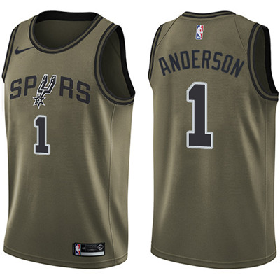Nike Spurs #1 Kyle Anderson Green Salute to Service Youth NBA Swingman Jersey