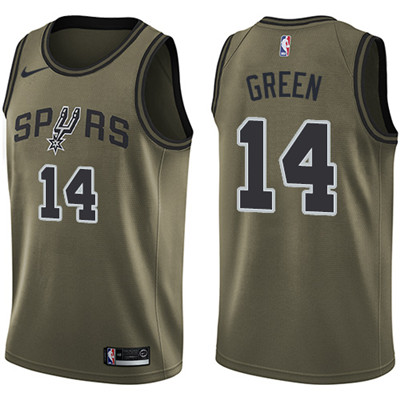 Nike Spurs #14 Danny Green Green Salute to Service Youth NBA Swingman Jersey