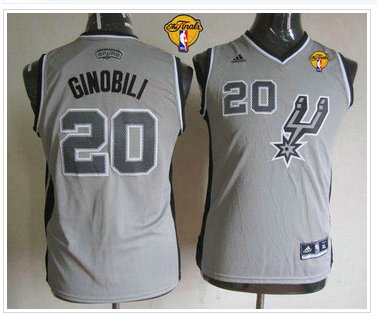 Youth NBA San Antonio Spurs #20 Manu Ginobili Grey With Finals Patch Stitched NBA Jersey Youth NBA San Antonio Spurs #20 Manu Ginobili Grey With Finals Patch Stitched NBA Jersey