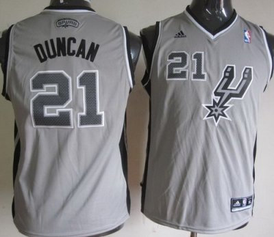 Kids San Antonio Spurs 21 Tim Duncan Grey Revolution 30 Swingman NBA Jerseys