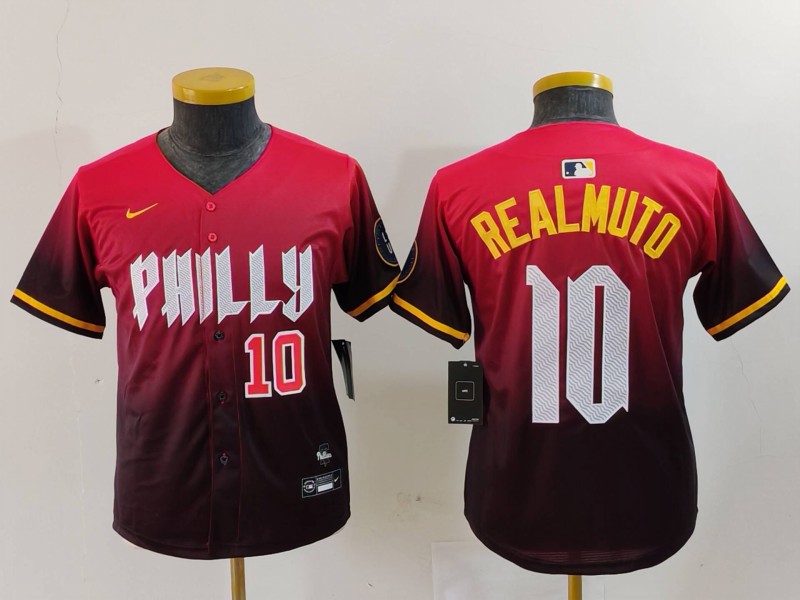 Youth Philadelphia Phillies #10 J.T. Realmuto Red 2024 City Connect Limited Stitched Baseball Jersey 1 Youth Philadelphia Phillies #10 J.T. Realmuto Red 2024 City Connect Limited Stitched Baseball Jersey 1