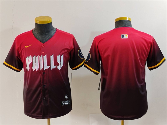Youth Philadelphia Phillies Blank Red 2024 City Connect Limited Stitched Baseball Jersey Youth Philadelphia Phillies Blank Red 2024 City Connect Limited Stitched Baseball Jersey