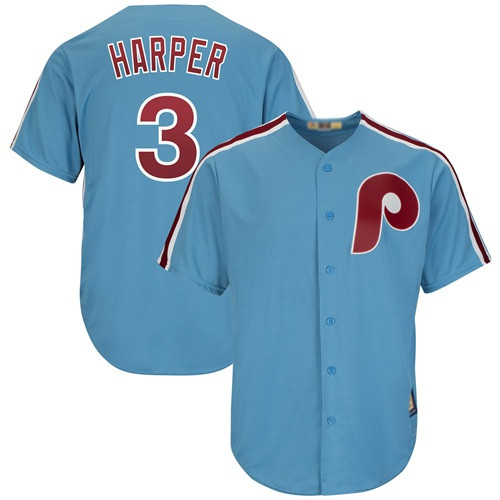 Phillies #3 Bryce Harper Light Blue Cool Base Cooperstown Stitched Youth Baseball Jersey