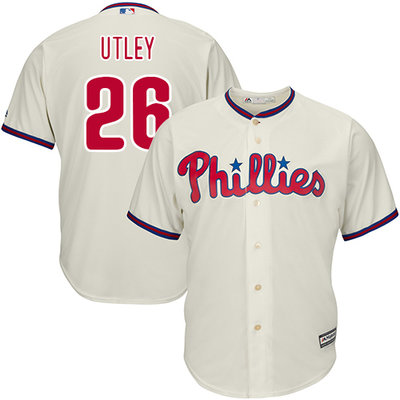 Phillies #26 Chase Utley Stitched Cream Youth MLB Jersey