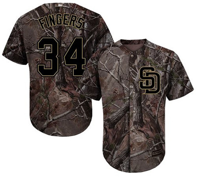 Padres #34 Rollie Fingers Camo Realtree Collection Cool Base Stitched Youth Baseball Jersey
