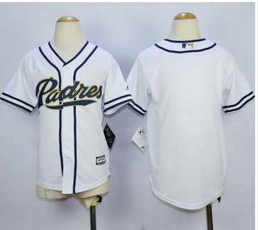 Youth San Diego Padres Blank White Home Cool Base Stitched MLB Jersey