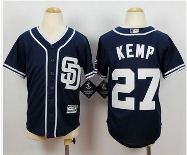 Youth Padres #27 Matt Kemp Navy Blue Alternate 1 Stitched MLB Jersey