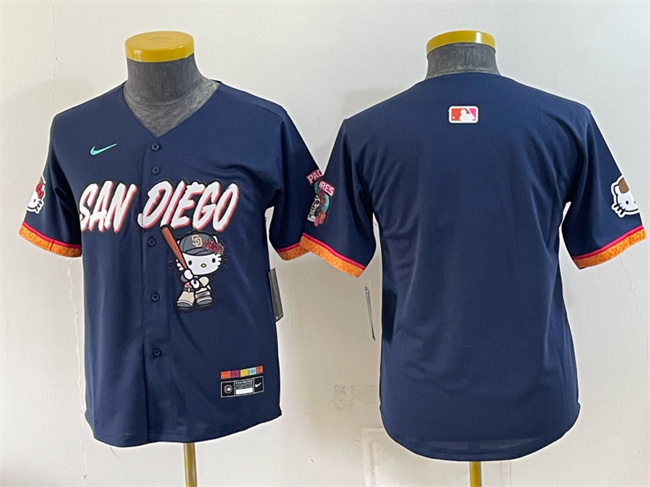 Youth San Diego Padres X Hello Kitty Blank Obsidian 2026 City Connect Stadium Stitched Baseball Jersey