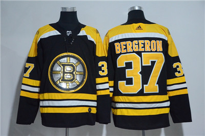 Bruins #37 Patrice Bergeron Black Glittery Edition Adidas Jersey