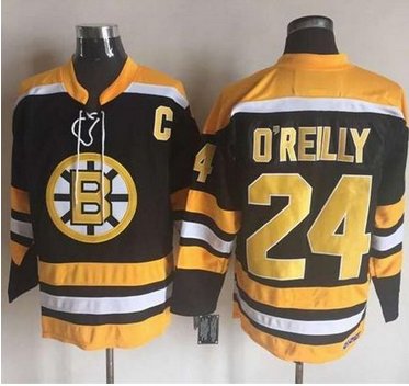 Bruins #24 Terry O'Reilly BlackYellow CCM Throwback New Stitched NHL Jersey