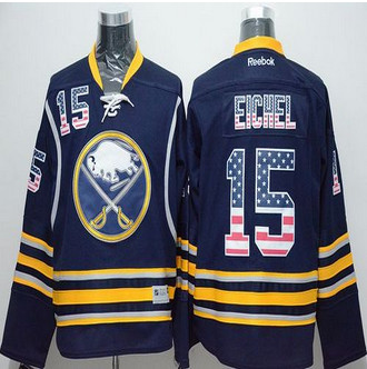 Buffalo Sabres #15 Jack Eichel Navy Blue USA Flag Fashion Stitched NHL Jersey