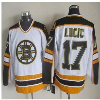 Boston Bruins #17 Milan Lucic White Black CCM Throwback Stitched NHL Jersey